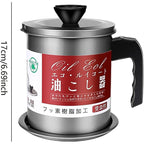 Oil Fryer Cookerwith Stainless Steel Fine Mesh With Lid Food Grade Iron Cooking Oil Filter Machine With Handle For Kitchen..